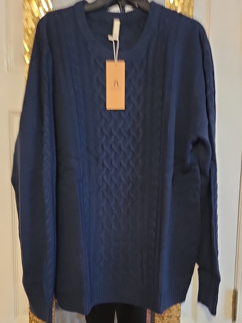 Men's Cable Knit Sweater - Navy